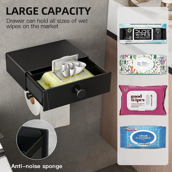 Toilet Paper Holder with Flushable Wipes Dispenser, for Bathroom