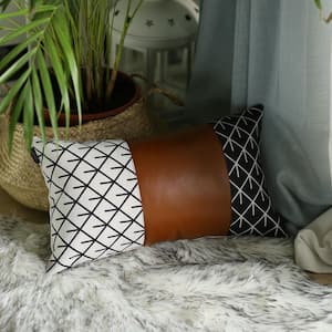 Charlie Set of 2-Rustic Brown Geometric Throw Pillows 1 in. x 20 in.