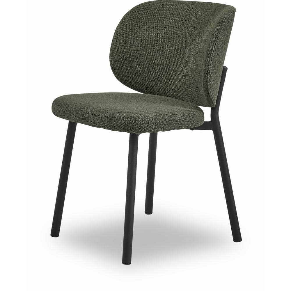 Forest Green Boucle Chairs with Black Steel Legs, (set of 2) SWAN-4752 ...