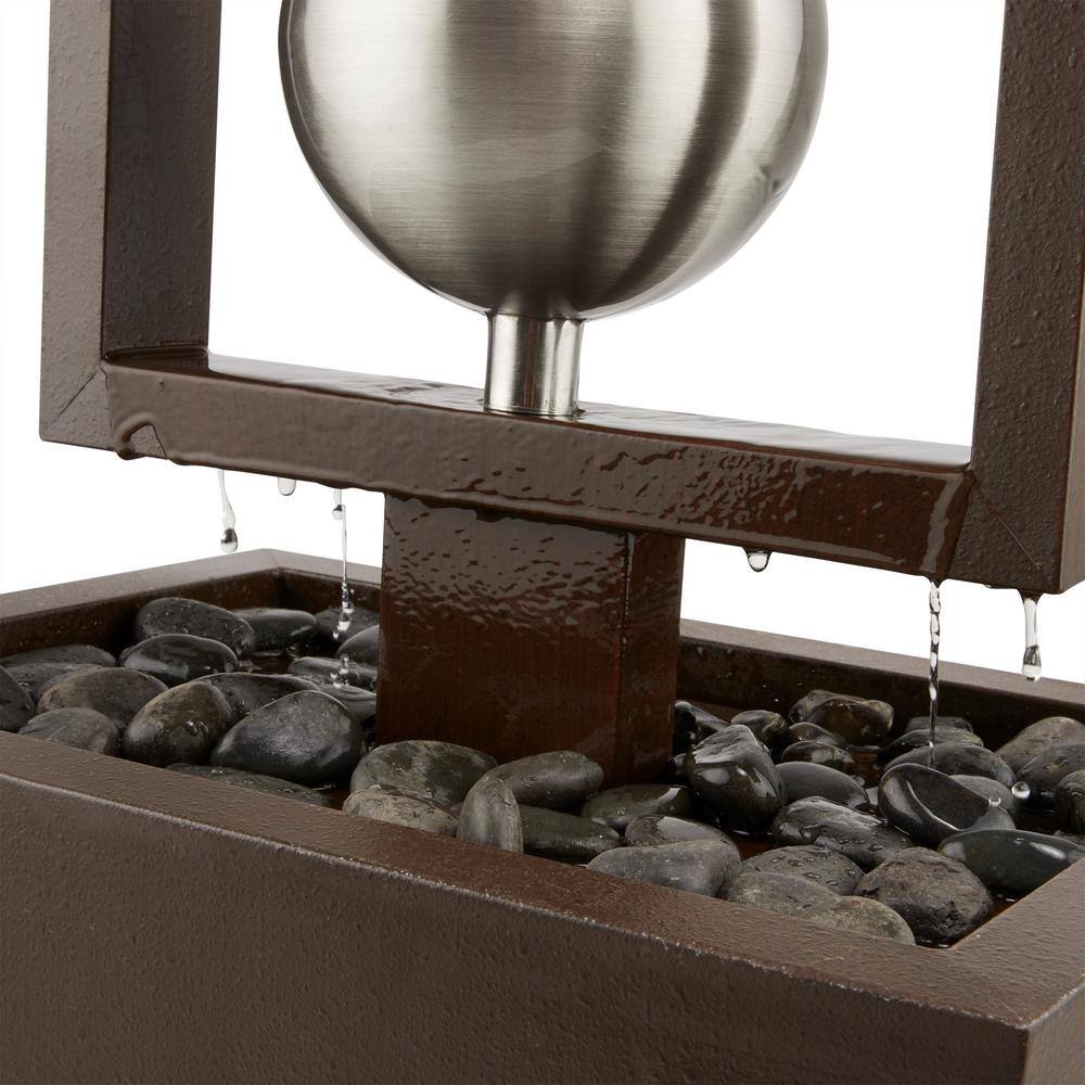 55" Silver and Brown Stainless Steel Column Fountain