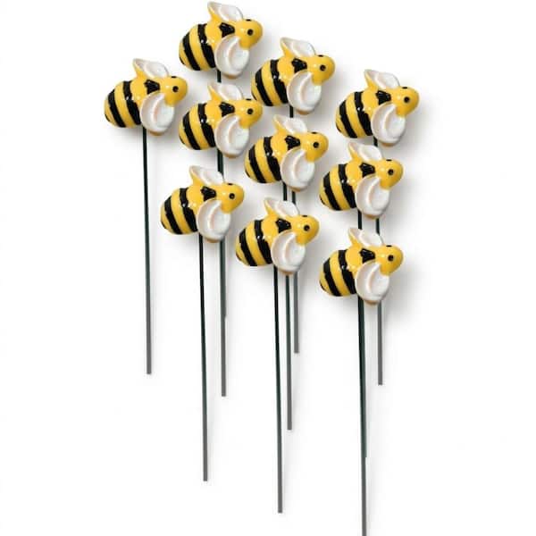 Yellow Metal Bee Decorative Stake