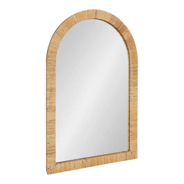 Rahfy 20.00 in. W x 30.00 in. H Arch MDF Natural Framed Bohemian Wall Mirror