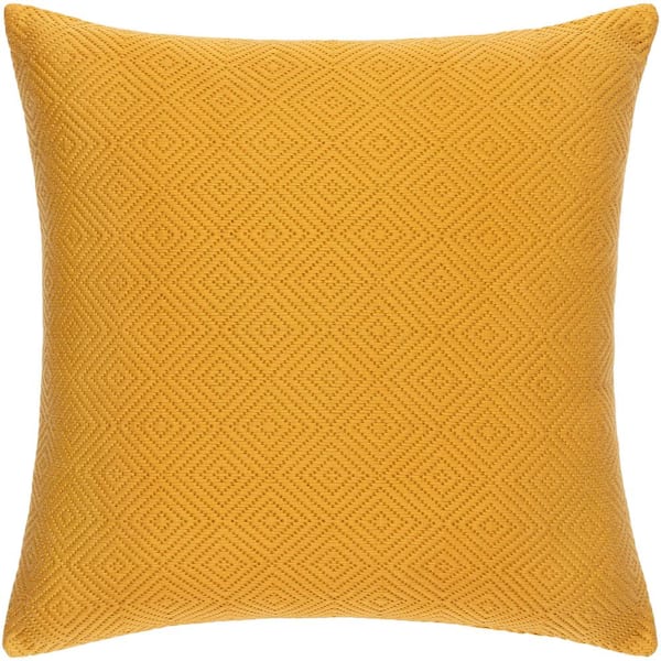 Artistic Weavers Jillayne Mustard Solid Hand Woven Texture Polyester Fill 18 in. x 18 in. Decorative Pillow