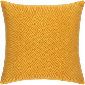 Jillayne Mustard Solid Hand Woven Texture Polyester Fill 20 in. x 20 in. Decorative Pillow
