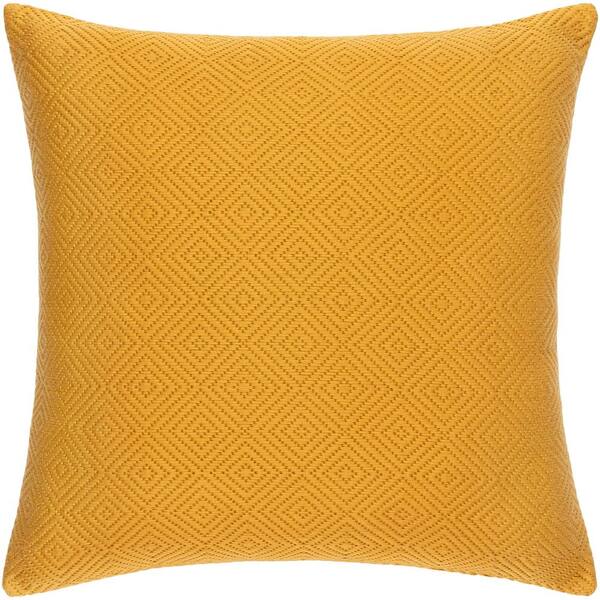 Artistic Weavers Jillayne Mustard Solid Hand Woven Texture Polyester Fill 20 in. x 20 in. Decorative Pillow