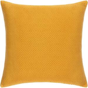 Jillayne Mustard Solid Hand Woven Texture Polyester Fill 22 in. x 22 in. Decorative Pillow