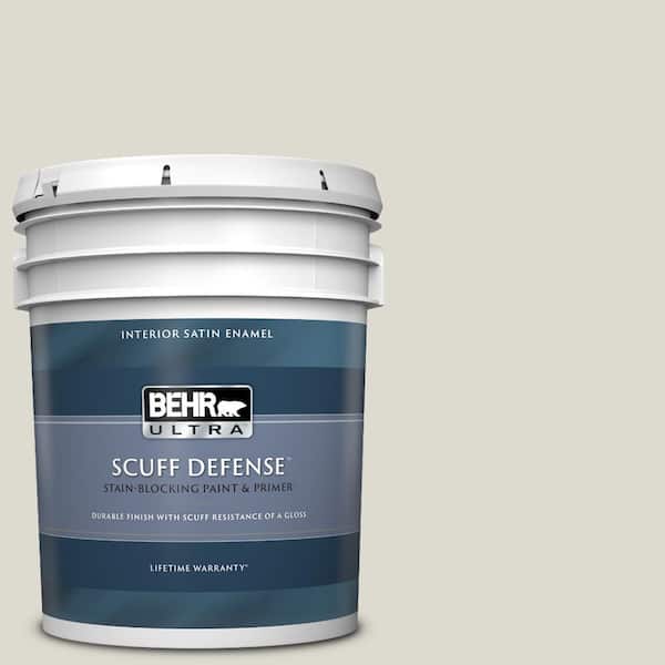 BEHR ULTRA 5 gal. #790C-2 Silver Drop Extra Durable Satin Enamel Interior Paint & Primer