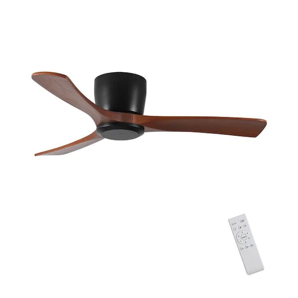 42 in. Flush Mount Ceiling Fan No Light with Remote Control, Noiseless Reversible DC Motor with Timer