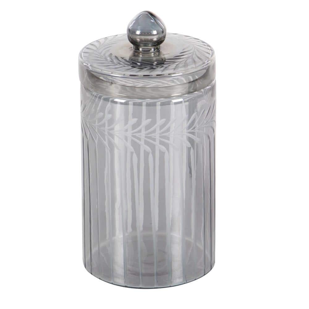 Elegant Gray Glass Handmade Decorative Jar Duo