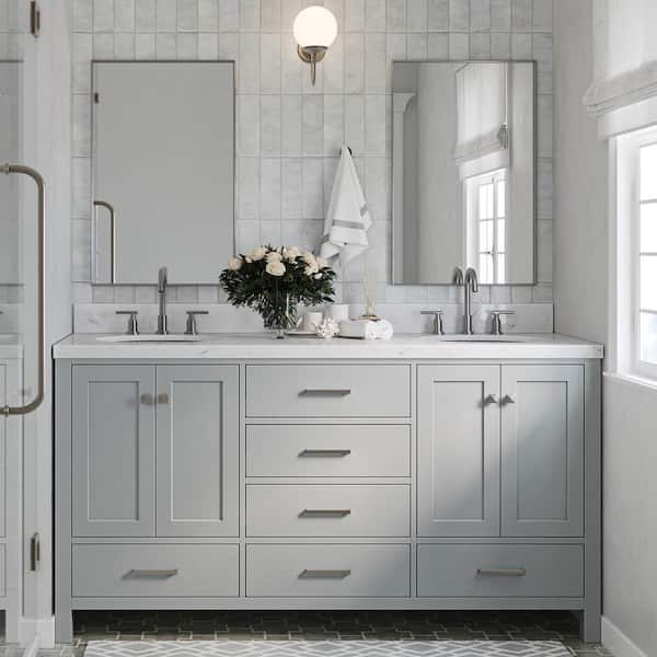 ARIEL Cambridge 66.25 in. W x 22 in. D x 36 in. H Double Sink ...