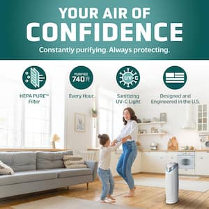 22 in. 4-in-1 Air Purifier with True HEPA filter for Medium Rooms up to 153 Sq Ft, White (Model #AC4825W)