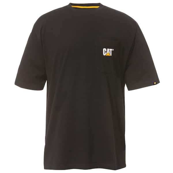 Caterpillar Logo Men's 4X-Large Black Cotton Short Sleeve Pocket T ...