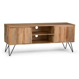 Hunter Solid Mango Wood 60 in. Wide Industrial TV Media Stand in Natural for TVs up to 65 in.