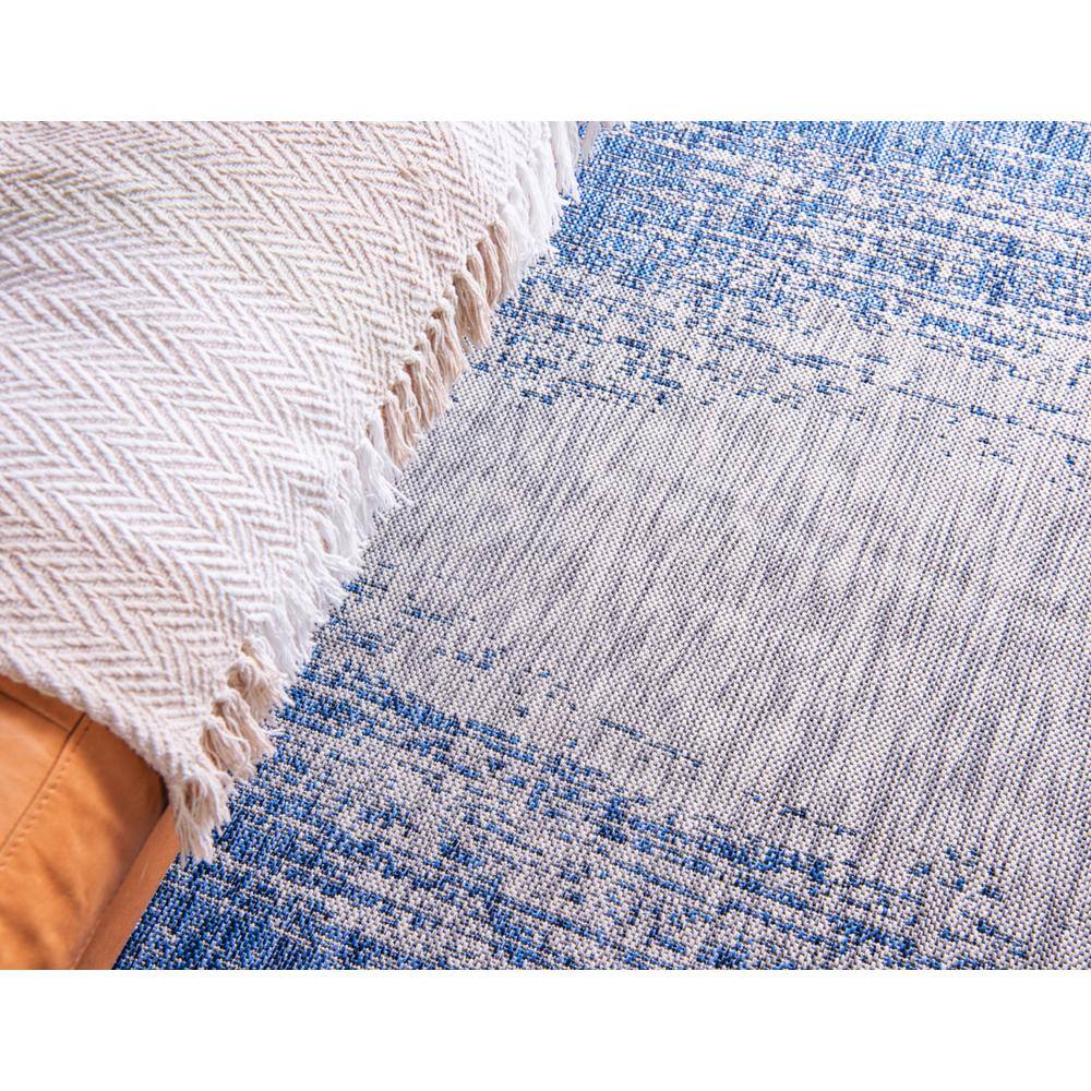 Blue Rectangular Synthetic Easy Care Outdoor Rug