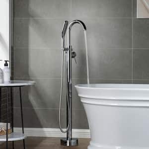 Venice Single-Handle Freestanding Floor Mount Tub Filler Faucet with Hand Shower in Chorme