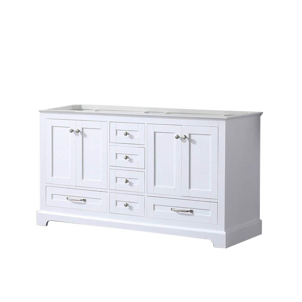 Dukes 60-Inch White Double Freestanding Vanity with Nickel Hardware