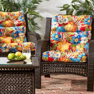 Aloha Red Outdoor High Back Dining Chair Cushion (2-Pack)