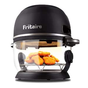 Fritaire, Self-Cleaning Glass Bowl Air Fryer, 5 qt. 6 Functions, BPA Free, Rotisserie/Tumbler, Black