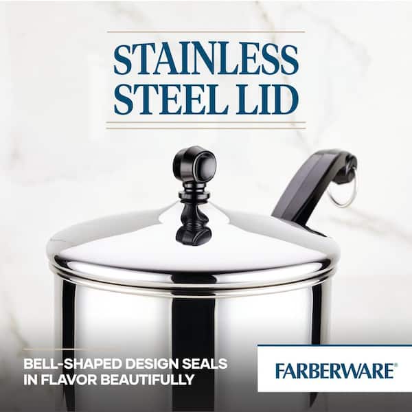 Farberware Classic Stainless Series 2-Quart Covered Double Boiler & Classic  Stainless Steel 6-Quart Stockpot with Lid, Stainless Steel Pot with Lid