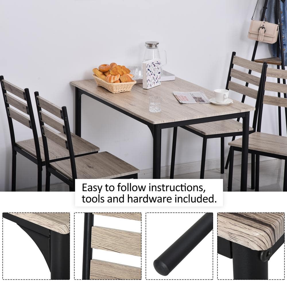 Black and Gray 5-Piece Modern Dining Table Set
