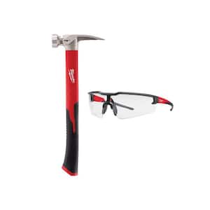 19 oz. Smooth Face Poly/Fiberglass Handle Hammer and Clear Safety Glasses Anti-Scratch Lenses