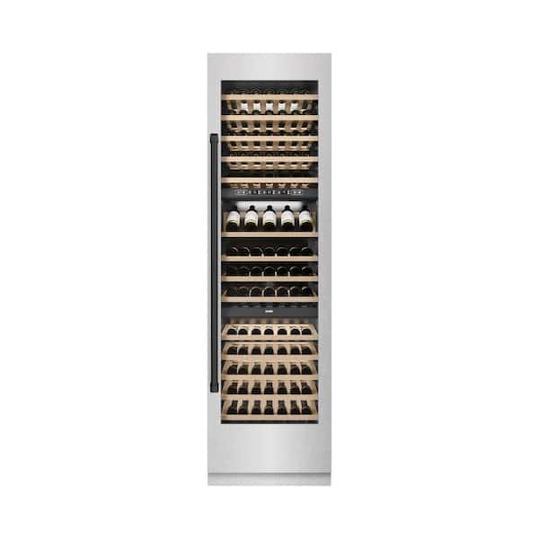 Autograph Edition 24 in. Triple Zone Satin 100 Bottle Column Wine Cooler with Matte Black Accents