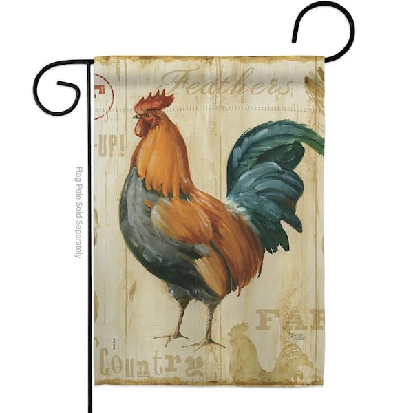 Breeze Decor 13 in. x 18.5 in. Rooster Farm Barnyard Animals Garden Flag Double-Sided Decorative Vertical Flags