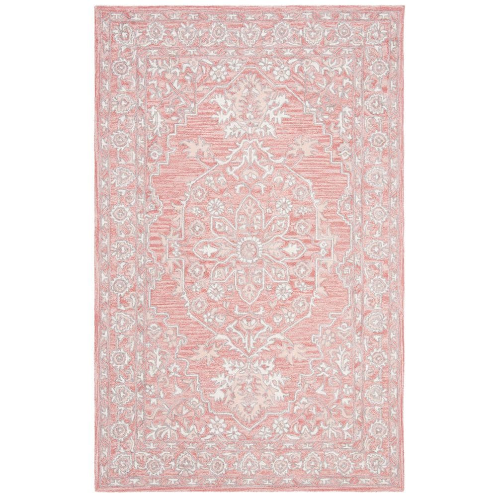 Ivory Hand-knotted Wool Rectangular Area Rug, 5' x 8'