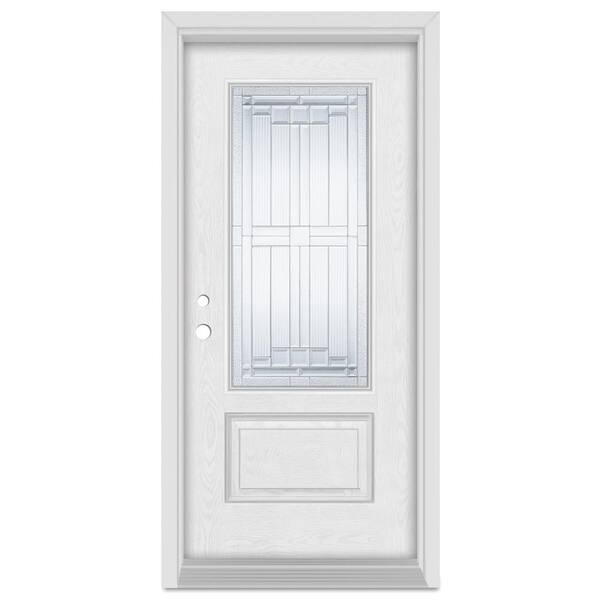 Stanley Doors 36 in. x 80 in. Architectural Right-Hand Zinc Finished Fiberglass Oak Woodgrain Prehung Front Door