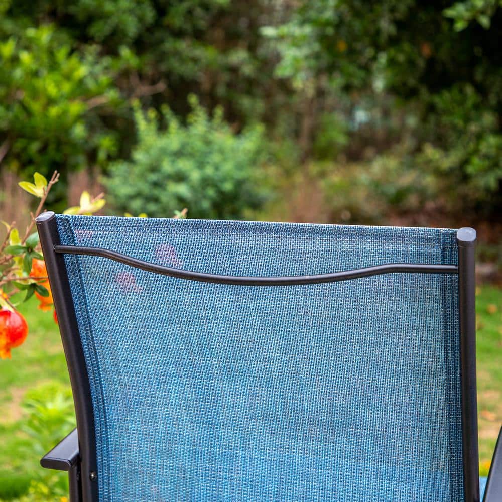 Blue Ergonomic Steel Patio Dining Armchairs Set