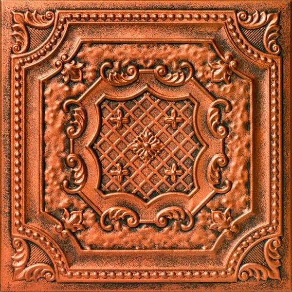 A La Maison Ceilings Bijou and Bee Bee Antique Copper 1.6 ft. x 1.6 ft. Decorative Foam Glue Up Ceiling Tile (21.6 sq. ft./case)