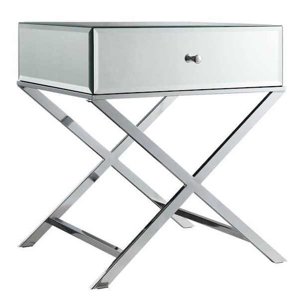 HomeSullivan Cecilia Chrome Mirrored End Table