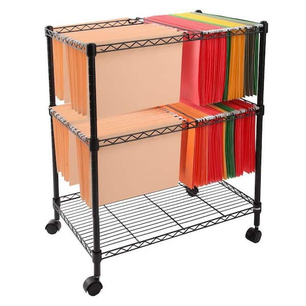 Safco Two-Tier Rolling File Cart (Black)