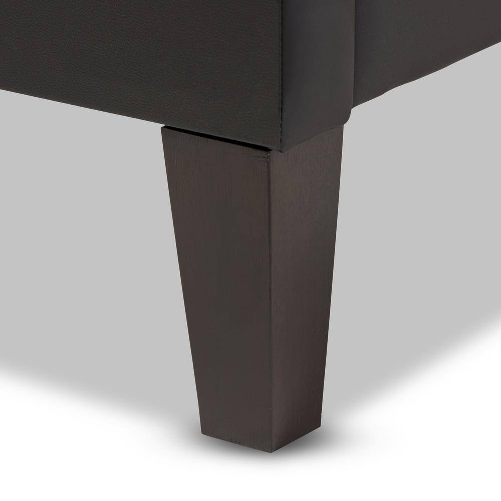 Lancashire Black Faux Leather Upholstered Full Bed Frame with Tapered Legs