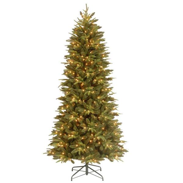Unbranded 7.5 ft. Feel-Real Pomona Pine Slim Artificial Christmas Tree with 400 Clear Lights