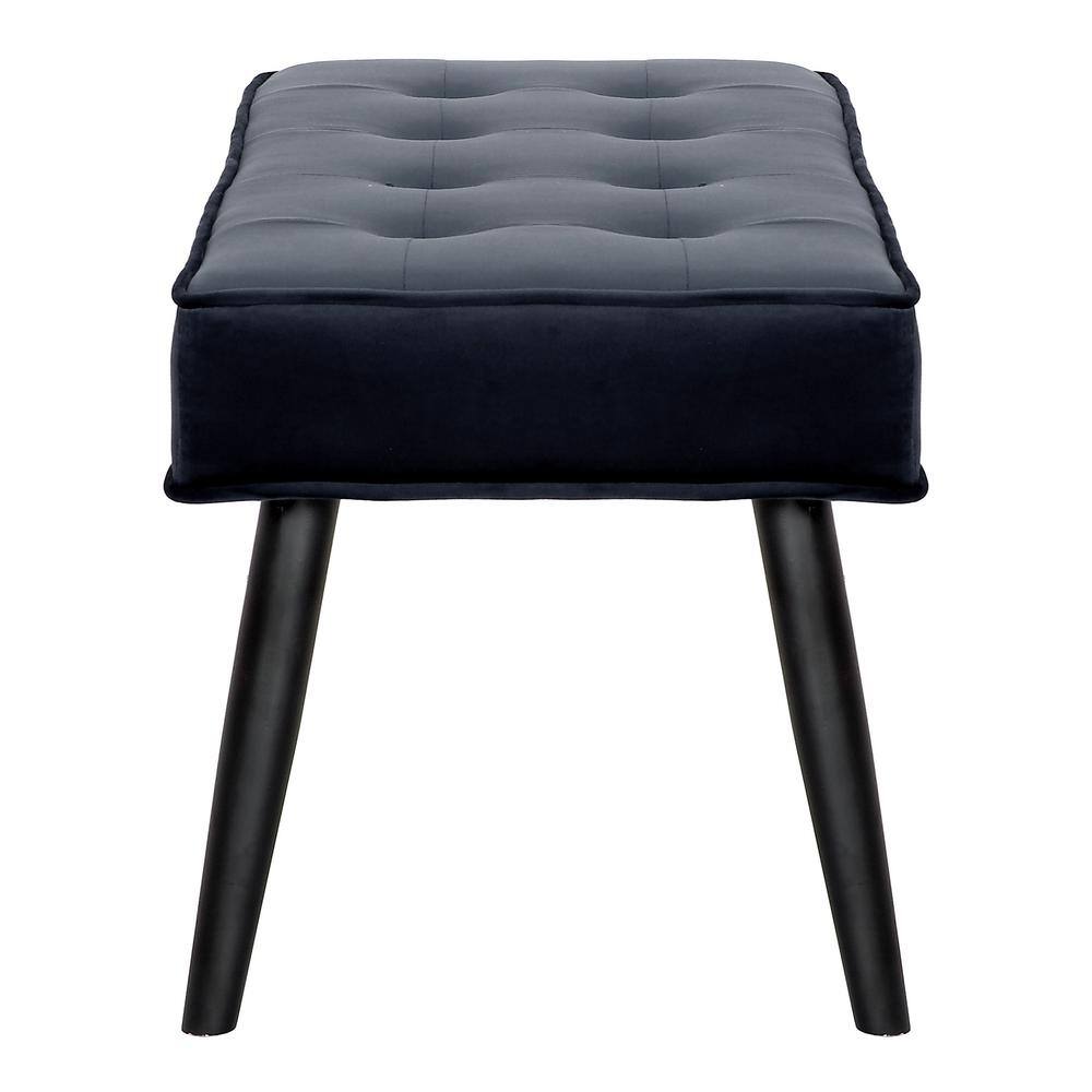 Navy Blue Velvet Tufted Upholstered Bench with Wood Legs