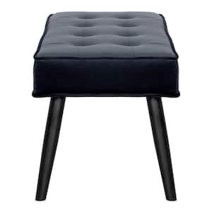 Brooklyn Tufted Navy Blue Velvet Ottoman Accent Bench 40.25 in. x .16.25 in. x 17 in.