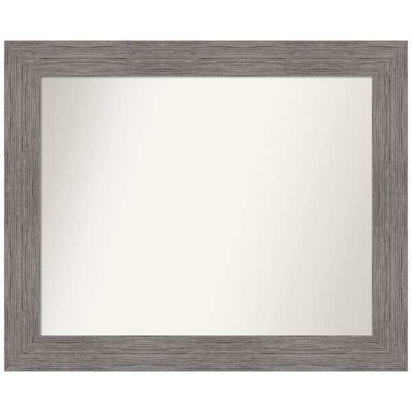 Amanti Art Pinstripe Plank Grey 33.5 in. W x 27.5 in. H Rectangle Non-Beveled Framed Wall Mirror in Gray