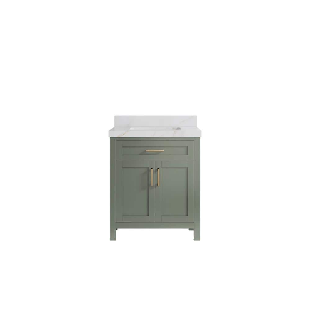 Cambridge 30 in. Single Sink Freestanding Evergreen Bath Vanity with Calacatta Sienna Qt. Top Unassembled price history on PriceWatchPro