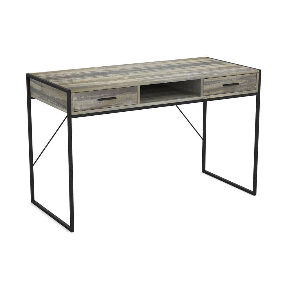 Safdie & Co. Computer Desk 48L Distressed Wood 2-Drawers 1-Shelf Black ...