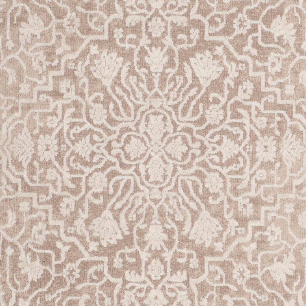 Beige and Cream Floral Round Cotton Area Rug