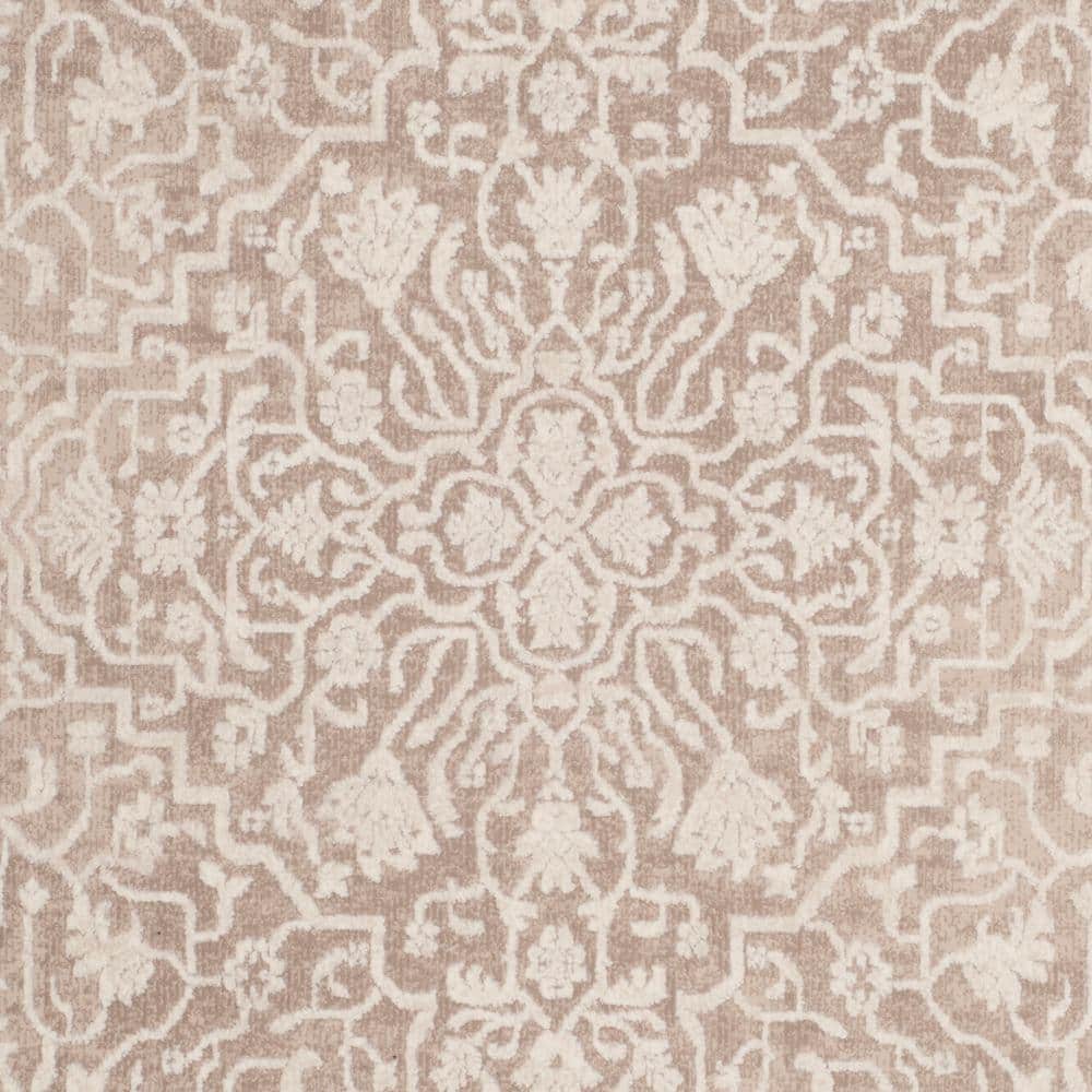 Beige Cream Floral Low Pile Area Rug