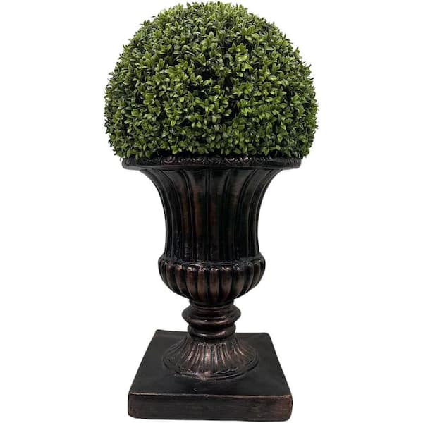 EverGreen 2.66 ft. Artificial Boxwood Tree in Spherical Brown Bonsai with UV-Resistant Foliage