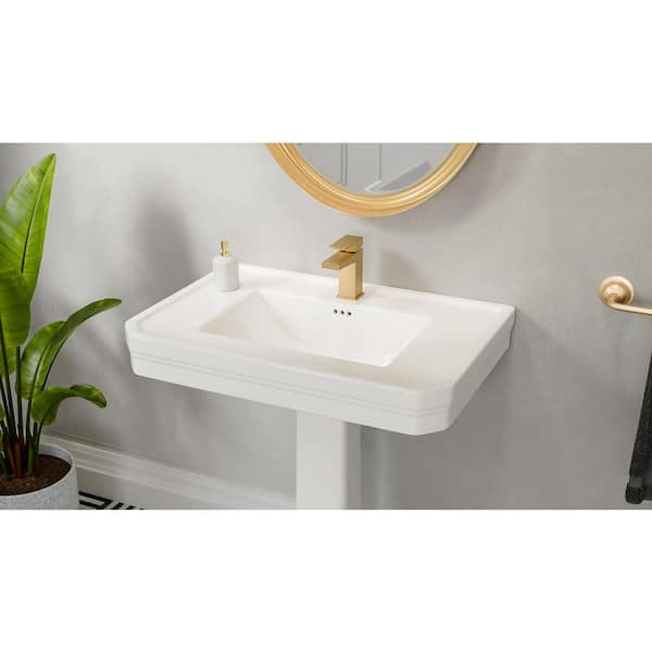 DreamLine Aqua 32 in. L x 22 in. W Pedestal Bathroom Sink Base in
