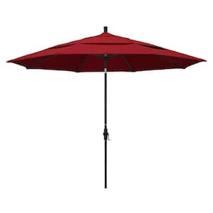 11 ft. Aluminum Collar Tilt Double Vented Patio Umbrella in Red Pacifica