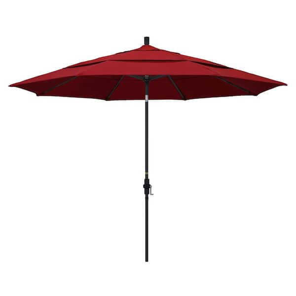 California Umbrella 11 ft. Aluminum Collar Tilt Double Vented Patio Umbrella in Red Pacifica