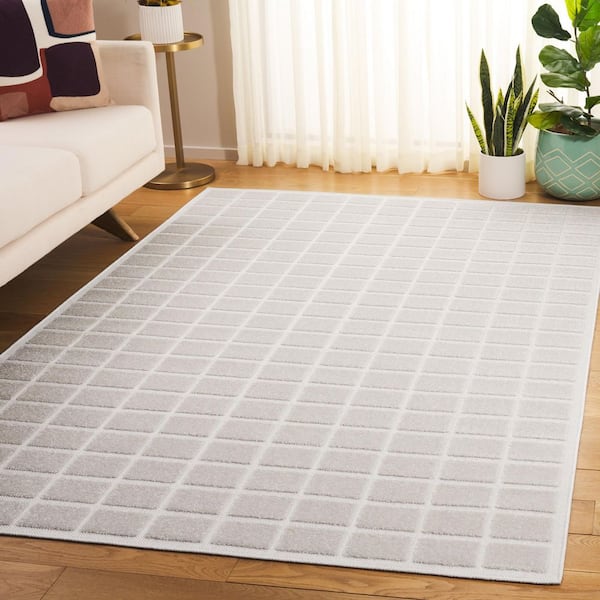 Stella Ivory 4 ft. x 6 ft. High-Low Tile Indoor/Outdoor Area Rug