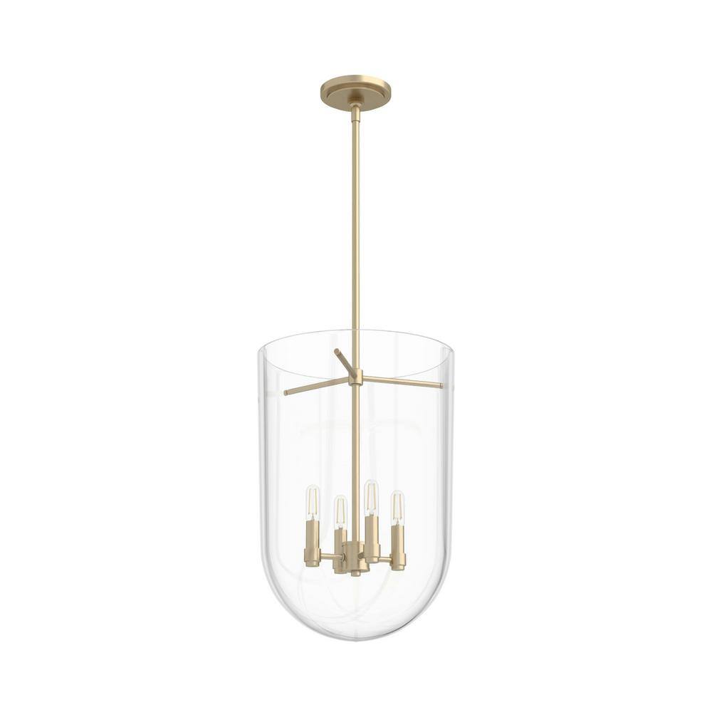 Alturas Gold Bell-Shaped Clear Glass Nickel Pendant Light