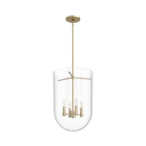 Sacha 4 Light Alturas Gold Island Pendant Light with Clear Glass Shade Dining Room Light