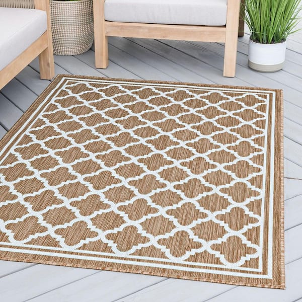 Eco Geometric Gold 4 ft. x 6 ft. Indoor/Outdoor Area Rug
